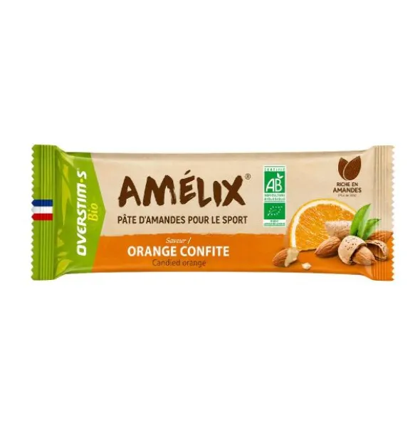 Barre énergétique bio Amélix Overstim.s - Pâte d´amandes et orange confite
