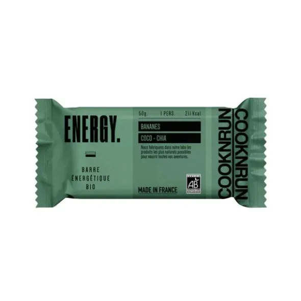 Barre énergétique bio - Bananes, graines de chia, noix de coco