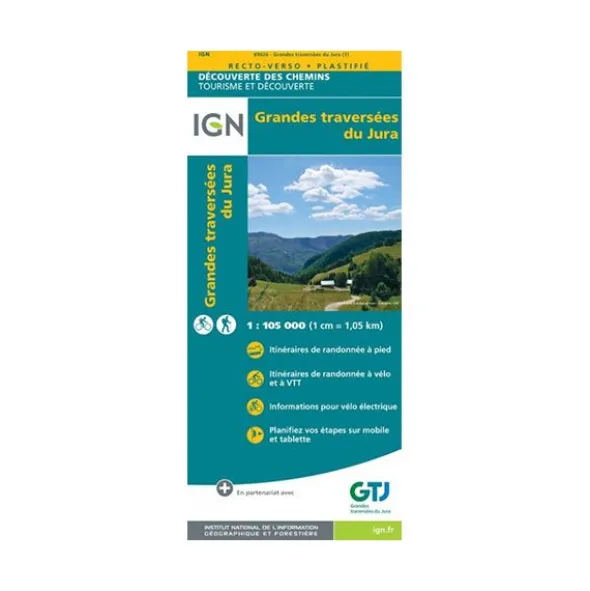 Carte plastifiée IGN - Grandes traversées du Jura