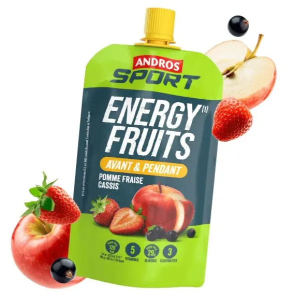 Compote énergétique Andros Sport - Pomme, fraise, cassis