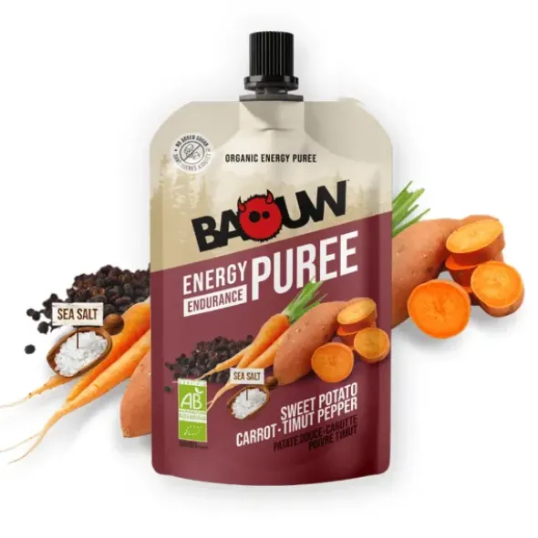 Compote énergétique bio Baouw - Patate douce, carotte, poivre timut