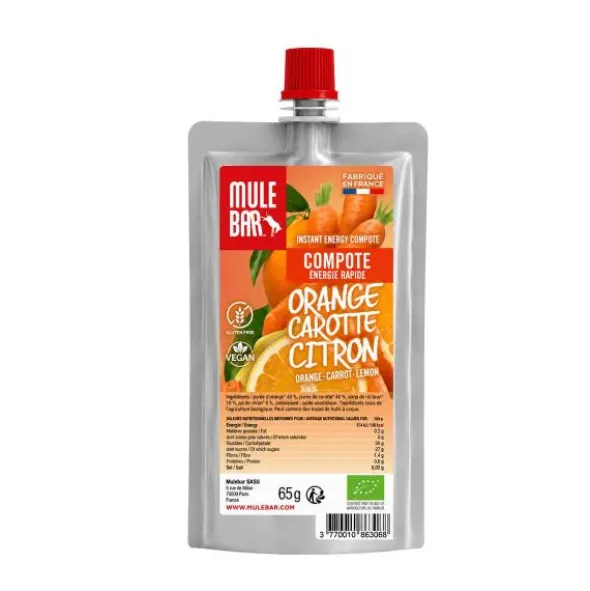 Compote énergétique Mulebar - Orange, carotte, citron