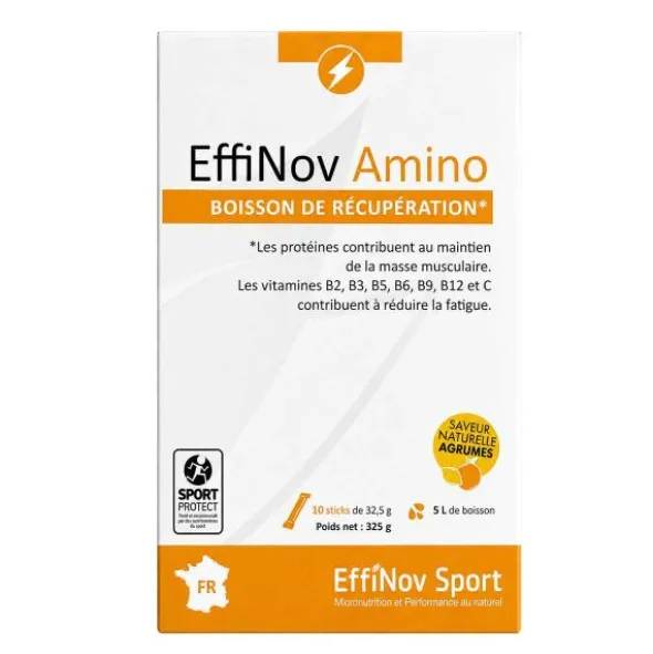 Effinov Amino - Boisson de récupération Effinov x 10 sticks - Agrume