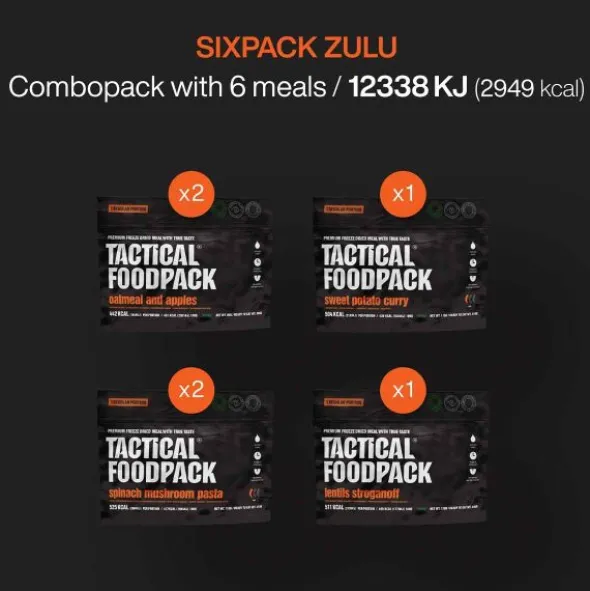 Pack de 6 repas lyophilisés végétariens Tactical Foodpack - Zulu