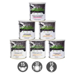 Pack Survie 15 jours végétarien - 15 petits déjeuners, 30 repas, 15 desserts - Stockage 25 ans