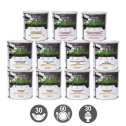 Pack survie 1 mois - 30 petits-déjeuners, 60 repas, 30 desserts - Stockage 25 ans