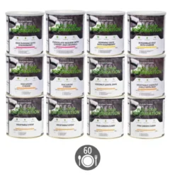 Pack Survie 1 mois végétarien - 30 Petits-déjeuners, 60 Repas, 30 Desserts - Stockage 25 ans