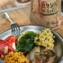Panais et lentilles sauce champignons
