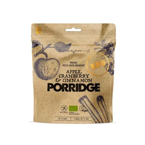 Porridge avec pommes, canneberges et cannelle bio