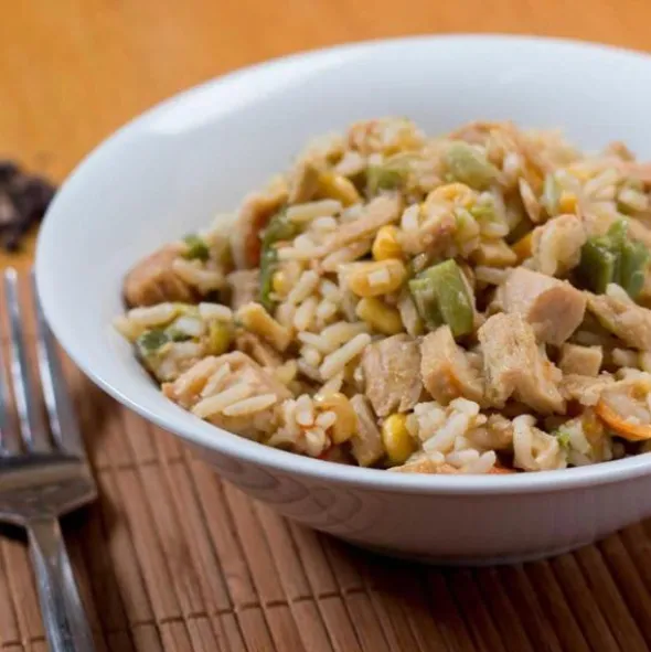Poulet, riz sauté et légumes - 25 ans