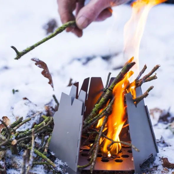 Réchaud à bois pliable Vargo Hexagon - Acier inoxydable